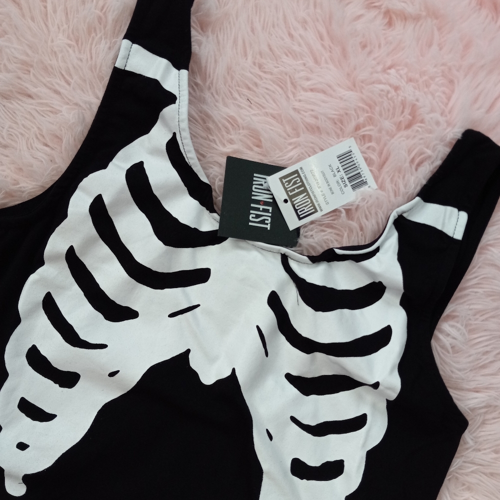 Bad To The Bone Iron Fist ribcage bodysuit! Nwt so forkin rad 🤘 - Picture 4 of 9